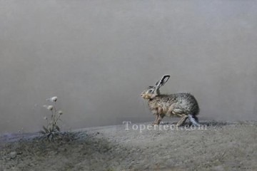 動物 Painting - 風が吹くとウサギ